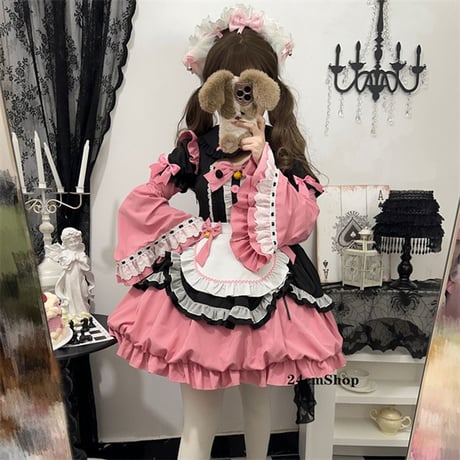 フリルつけ袖リボンメイド服 opf025