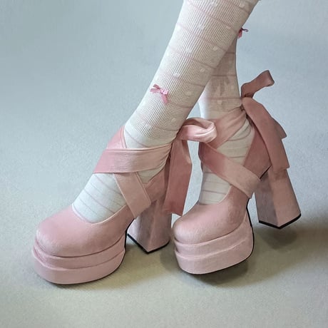 ベルベットリボン厚底ロリータシューズ sh025