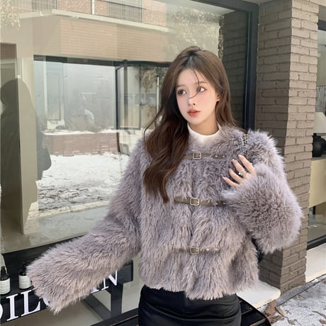 Kawaii Lamb Cashmere  Warm Mink Fur Short Jacket  wt036