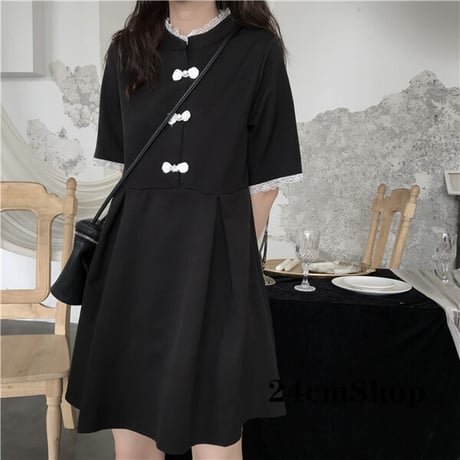 24cmShop レトロチャイナボタンワンピース 442