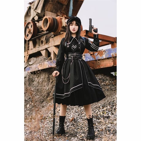 軍服ロリータマント付きセットアップ opf148