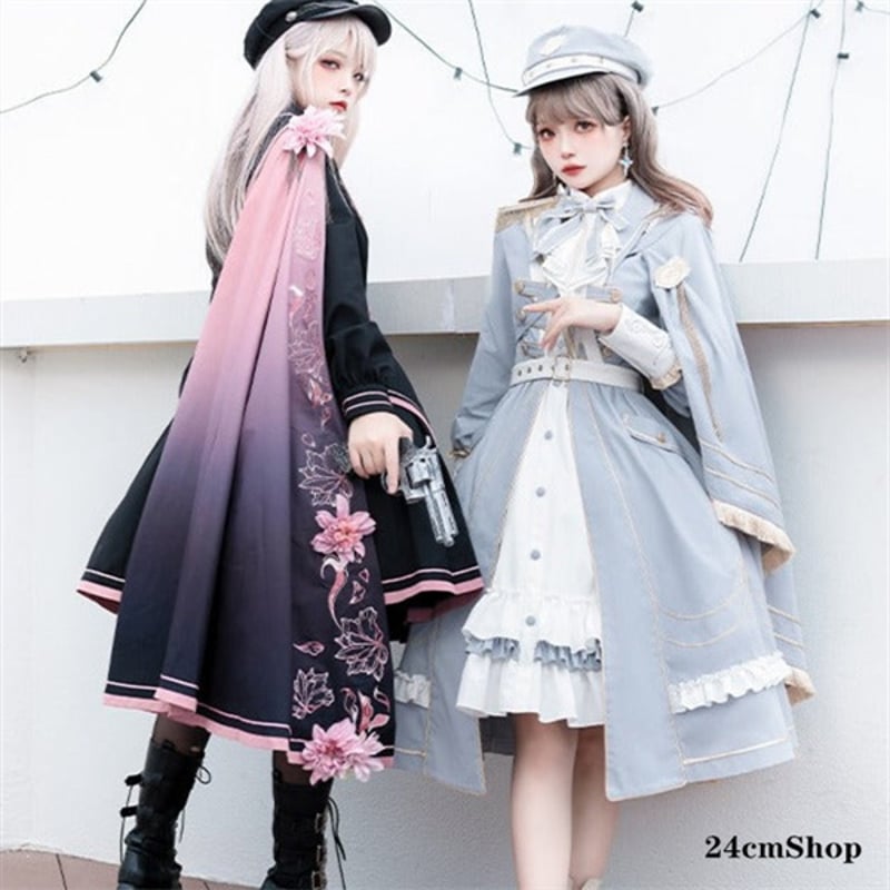 あ*あ様 ワンピース　軍服風 スターオーシャンファンタジーアーミーロー 軍服ロリータ】ブラックアーミーワンピース 軍服ロリータ|ロリータ