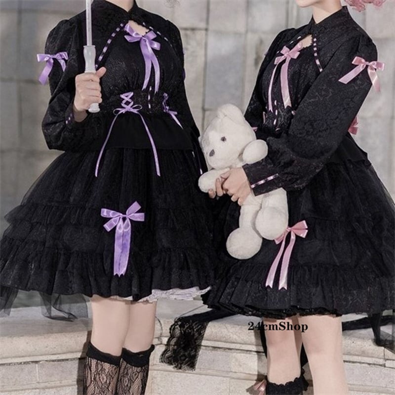 フリルリボンロリータドレス opf125 | 可愛い服量産型服通販24cm