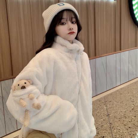 Kawaii Lamb Cashmere  Warm Cotton Short Jacket  wt031