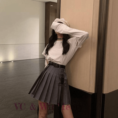 SetUp 長袖Tシャツ+プリーツスカート 145