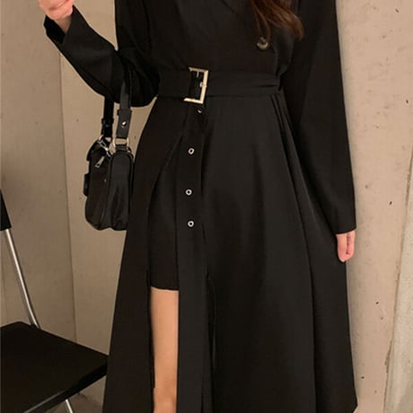 24cmshop ジャケットライクレイヤードスリットワンピース 1137