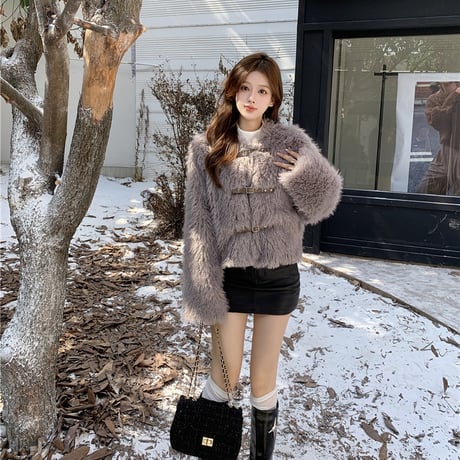 Kawaii Lamb Cashmere  Warm Mink Fur Short Jacket  wt036