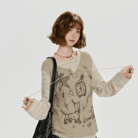 24cmShop韓国ファッションかわいいTシャツ二枚重ねT tx100