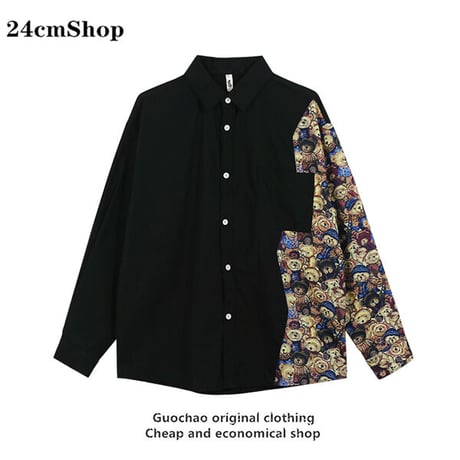 24cmShop原宿風総柄フラワー ビッグシャツ1338