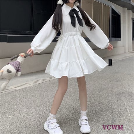 24cmShop リボン長袖可愛いワンピース   951