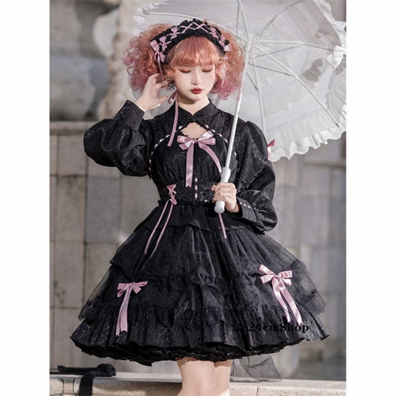 ♡ Baby ロリータ フリルリボン サテンボンネット black ♡ ♡ Baby ロリータ フリルリボン サテンボンネット black ♡ BABY