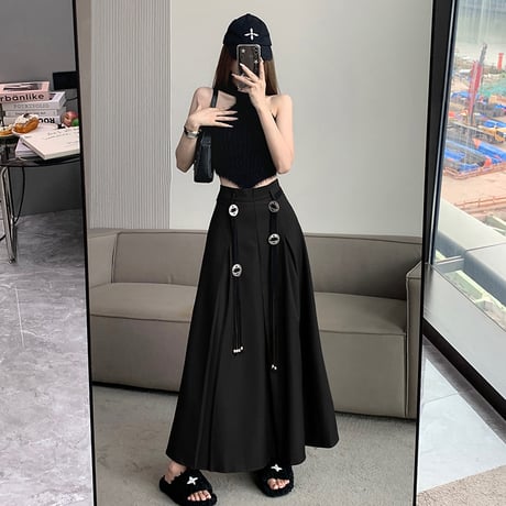 24cmShop アシメプリーツフレアスカート cq001