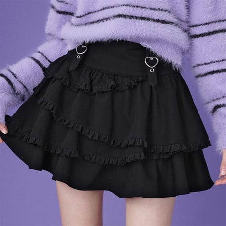 24cmShop 可愛いこころブラック短いスカート1381