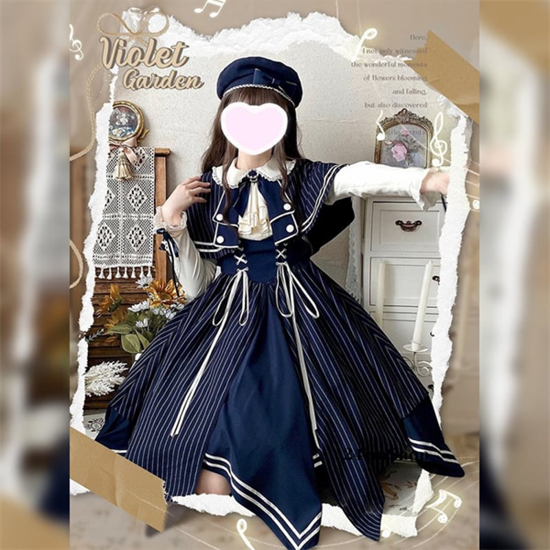 ケープ付きエレガントロリータワンピースセット opf032 | 可愛い服量産