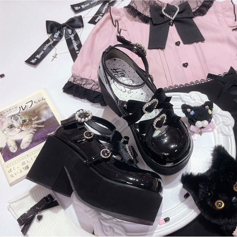 地雷系リボン厚底シューズ sh039 | 可愛い服量産型服通販24cmニヨンセンチ