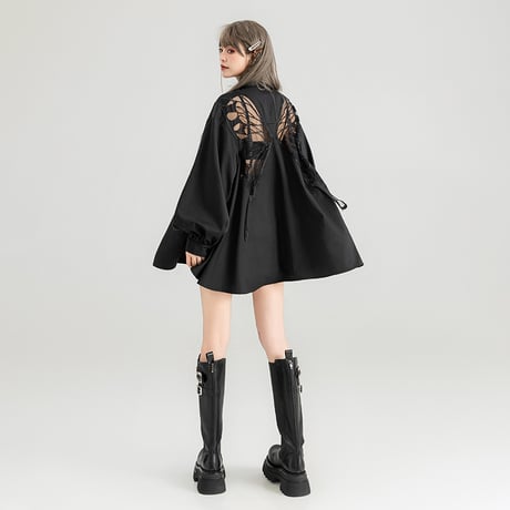 24cmshop黒のボウタイシャツcy022