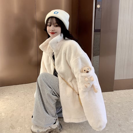 Kawaii Lamb Cashmere  Warm Cotton Short Jacket  wt031