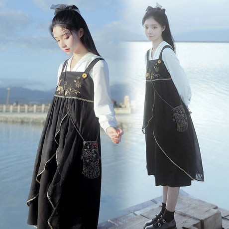 可愛い服刺繍中国風2点セット 790