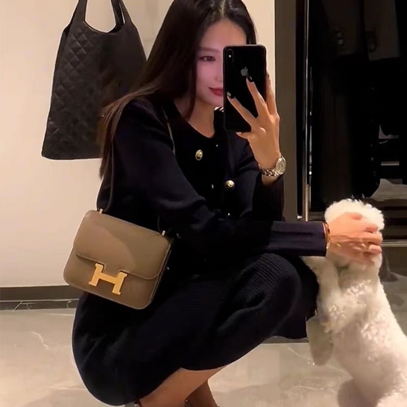 フレンチガーリー高品質ニットトップスとスカートの2点セット