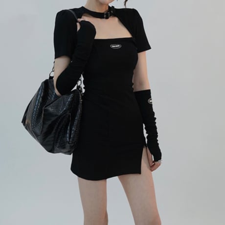 24cmshopスタイリッシュでセクシーな黒ワンピースops023