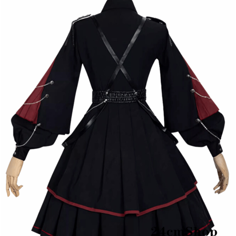 Lolita ゴシックロザリオワンピース＋レザーコルセット ロリータ