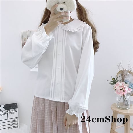 24cmshop フリルカラーキャンディスリーブブラウス 1146