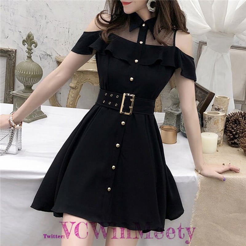 OnePiece オフショルダーシックベルトワンピース 515 | 可愛い服量産型