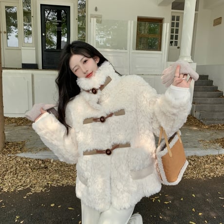 Kawaii Lamb Cashmere  Warm Cotton Short Jacket  wt035