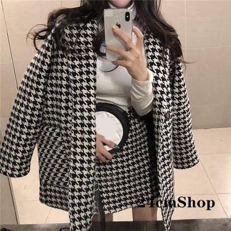 韓国ファッション千鳥チェックセットアップ♡２点セット  1267