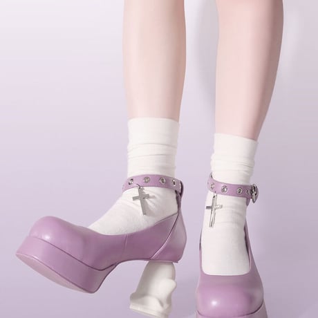 24cmShopゴーストy2kサブカルパンククロスストラップシューズ 1362