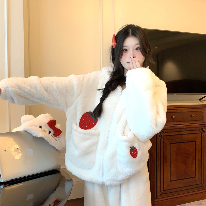 可愛いモコモコパジャマいちご柄 sl002 | 可愛い服量産型服通販