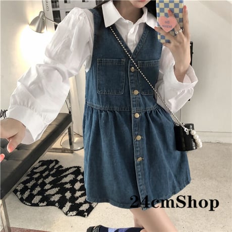 24cmshop シャツ+デニムリボンスカート 1170