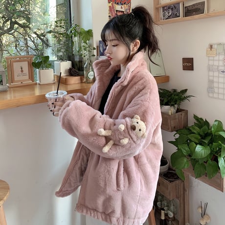 Kawaii Lamb Cashmere  Warm Cotton Short Jacket  wt031