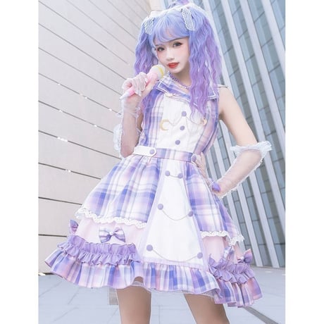 パープルチェックアイドルジャンスカセット 1403