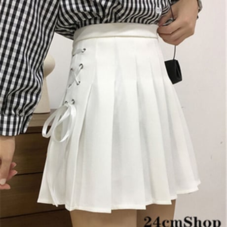 24cmshop  サイドレースアップAラインプリーツスカート  1130