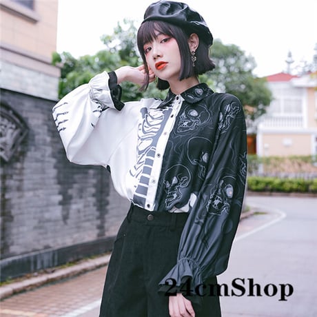 24cmShopスカルボーンアシメキャンディスリーブシャツ1255