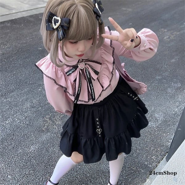 地雷系　大きいサイズ　フリル付きオフショルダー ピンクカラー アップセット Amazon | [TOKYO GOODS MARKET] 【ぴゅありぼん】 大きいサイズ