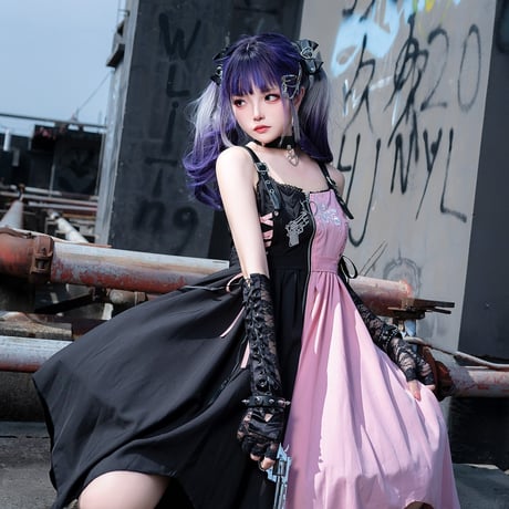 24cmShop 地雷系Black/Pink大人気ワンピース ops009