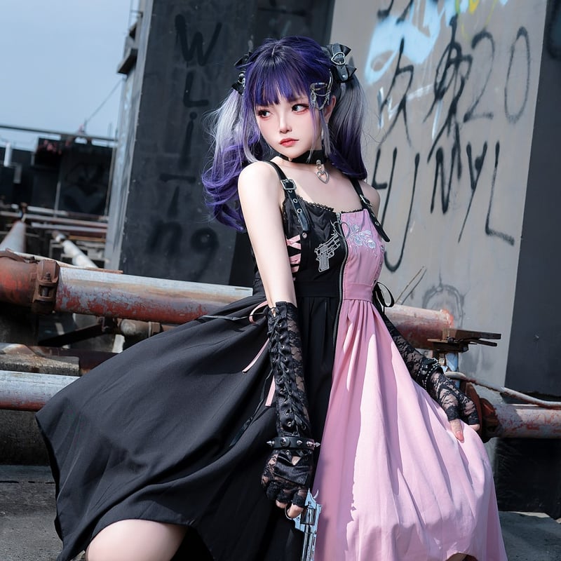 24cmShop 地雷系Black/Pink大人気ワンピース ops009 | 可愛い服量産型