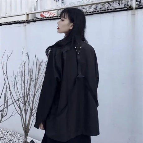 ベルト付きブラック系 ゆったり ブラウス  720