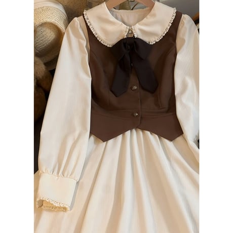 韓国ファッションかわいいワンピース2点セットops096