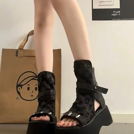 24cmShopダーク厚底ローマブーツ 身長アップ sh124