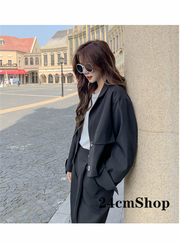 韓国ファッションショート丈セットアップ ジャケット パンツ1266 韓国ファッションショート丈セットアップ ジャケット パンツ1266