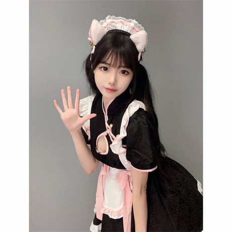 チャイナ風ツーサイドリボンメイド服  opf121