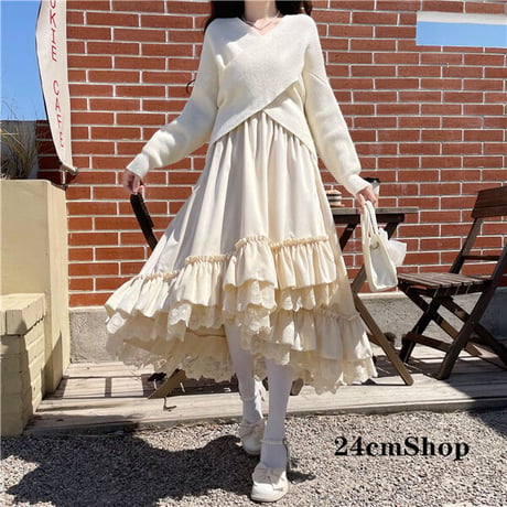 24cmShop 可愛いレース長いスカート 1285