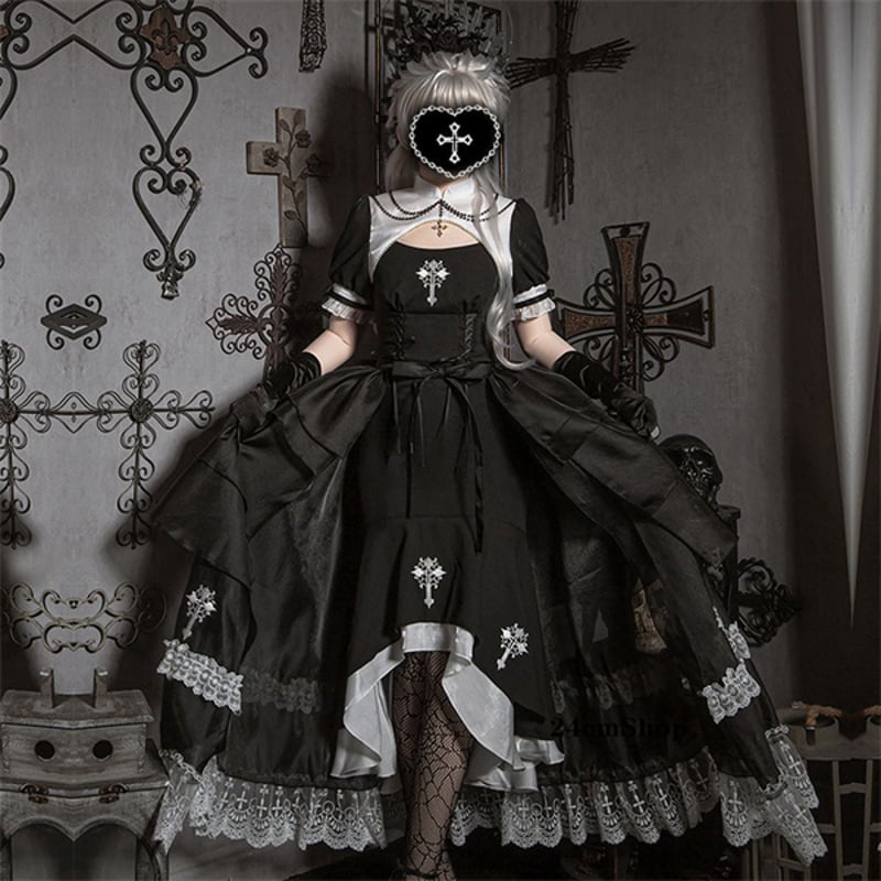 ゴシックシスター風フリルドレス opf036 | 可愛い服量産型服通販 ゴシックシスター風フリルドレス opf036 | 可愛い服量産型服通販