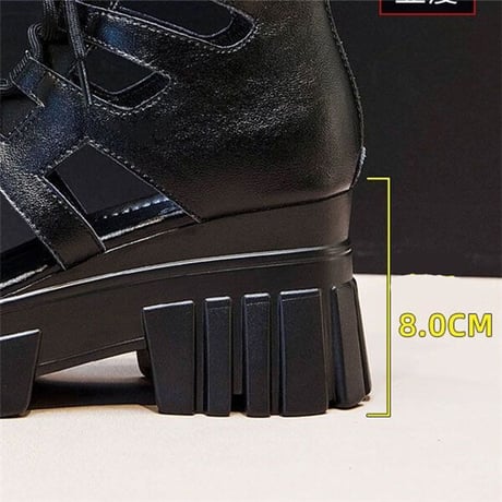 24cmShop ブラックエナメルスニーカー風厚底サンダル 1234