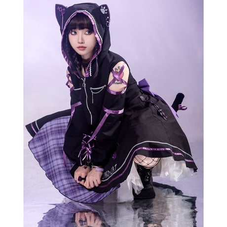 猫耳パーカーアシンメトリーJSK  ops003