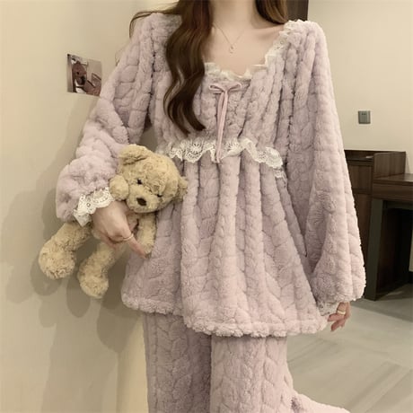 可愛いモコモコパジャマ2点セット sl009