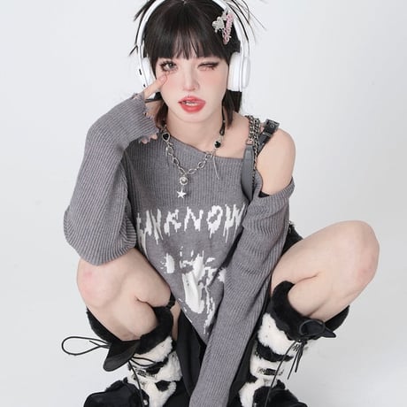 コミックガールワンショルダーセーター tx052